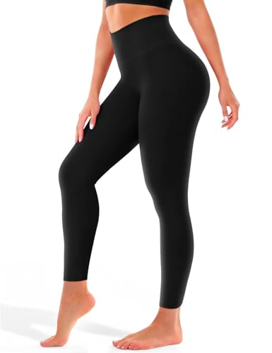 COOLOVER High Waisted Leggings for Women -Tummy Control Buttery Soft Workout Yoga Pants for Gym Running Athletic Black