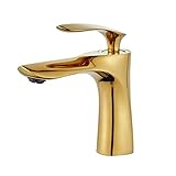 Premiume Qualität - Die Badarmatur besteht aus massivem Messing. Die Oberfläche aus Golden Einbrennlack reduziert sichtbaren Fingerabdrücken und Wasserflecken. So ist die Armatur hervorragend korrosions- und rostbeständig