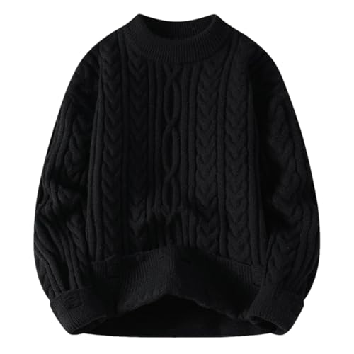 Men Crew Neck Knit Sweater Solid Hole Pullovers Jumpers Youthful Casual Loose Knit Sweaters