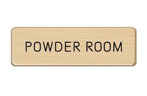 nX} hAv[g ^v[g hATC Aluminum Door Sign Vv \D POWDER ROOM Gold/Black