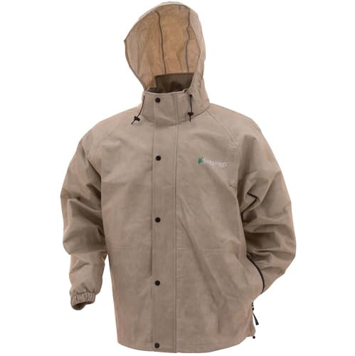 FROGG TOGGS Men's Classic Pro Action Waterproof Breathable Rain Jacket, Khaki, Medium