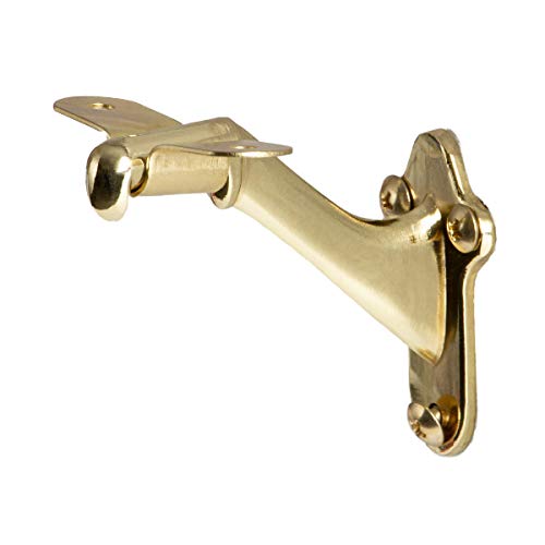 Polished Brass 3002 Handrail Mounting Bracket for Wood Wall Railing