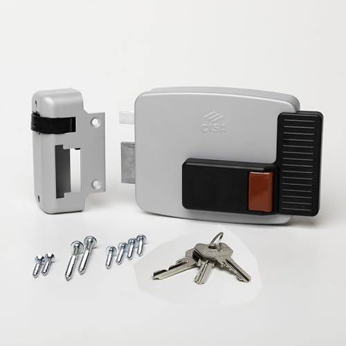 CISA - Cerradura eléctrica para aplicar 111611602N7 – Cerradura electromagnética CISA de acero pintado con botón interno – Cerradura puerta exterior eléctrica entrada 60 regulable – mano izquierda