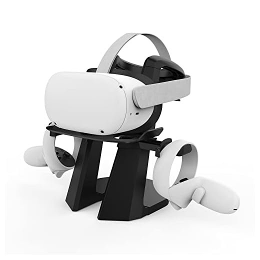 AMVR Compatible with Quest 2 Stand, Upgraded Heavier VR Headset Display Stand Holder and Controller Mount Station for Quest 2/Quest 1/Rift/Rift S and Touch Controllers Accessories (Black)