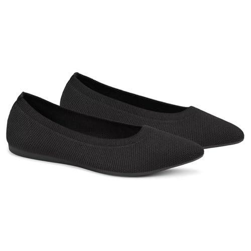 Frank Mully Women's Flats Pointed Toe Knit Flats Lightweight Slip On Breathable Comfort Walking Shoes with Arch Support Soft Flexible Sole for Work Travel2