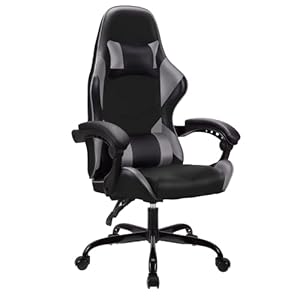 T-THREE.High back ergonomic computer chair,gaming chair,office chair,desk chair,swivel chair,racing chair,adjustable lumbar support and headrest,can bear 150kg weight(Gray)