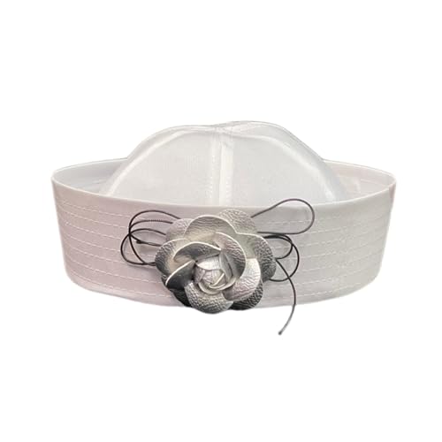 jiingekk Classical Sailors Hat With Blossom Delicate Hat Props For Teens Travel And Shopping Accessories