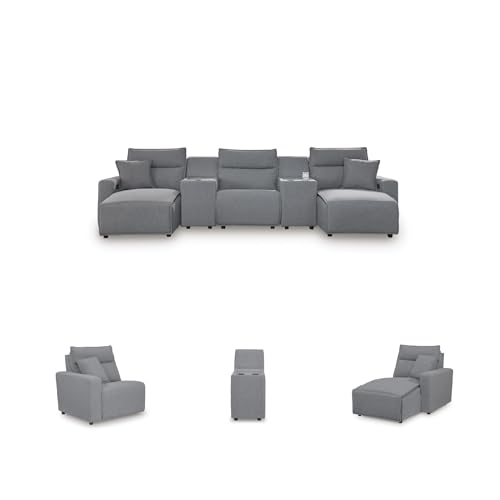 Image of Signature Design by Ashley 5-Piece Power Reclining Sectional Sofa, Gray