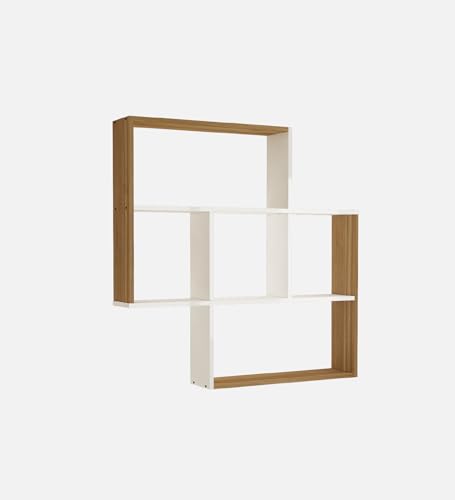 Image of RETICA Multipurpose Modular Wall Racks /Shelves /Organiser /Decor Particle Board Wall Shelf (Number of Shelves - 5, Beige, White)