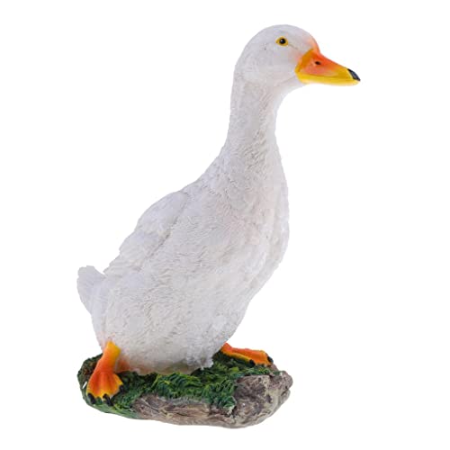 Statue canard en résine blanche M pour décoration de maison et jardin - 6