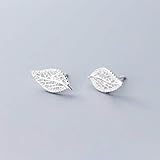 ZYFSHA Pendientes para Mujer, Pendientes S925 Estilo Coreano Femenino Estilo Literario Simple Hoja Hueca Pendientes De Moda De Diamantes Rosa,AB