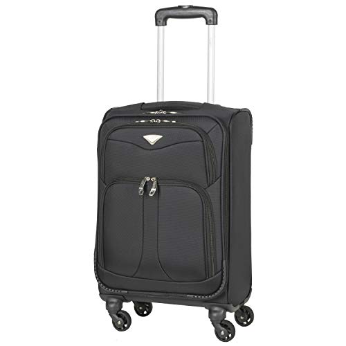 Flight Knight Lightweight 4 Wheel 800D Soft Case Suitcases Maximum Size for Virgin Atlantic, Delta Airlines Cabin Carry On Hand Luggage Approved for 67 Airlines Including easyJet, BA & Many More!