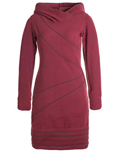 Preisvergleich Produktbild Vishes - Alternative Bekleidung - Langärmliges Patchwork Hoodie Eco Fleecekleid mit Daumenlöchern dunkelrot 40
