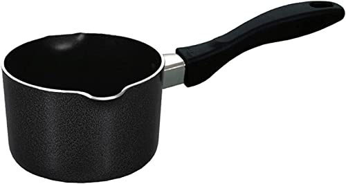 Induction Hobs Non Stick Milkpan Saucepan Tea Coffee Egg Boiling Pot with Long Handle and Double Pouring Lips (14cm)