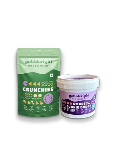 gobbleright Healthy Snacks Combo Pack, Smart Cookie Dough (350gm) & Crunchies (80gm)/ Gluten Free, Vegan, SOYA Free, Grain Free, Dairy Free - Pack of 2 3