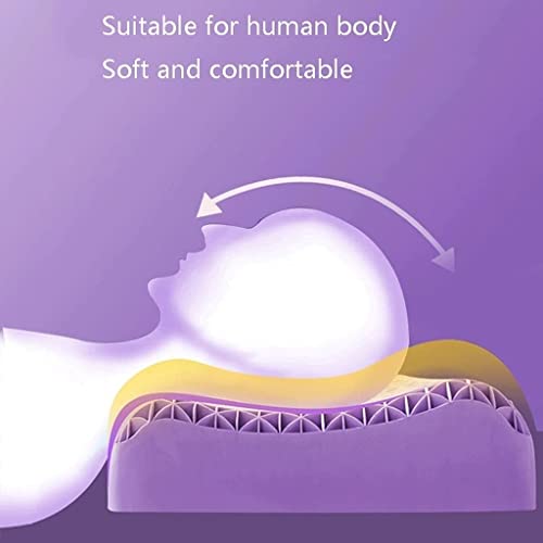 Image of Neck Pillow Ventilated TPE Soft Pillows Bed Pillows, Used to Relieve Neck Pain Purple Bed Pillows for Sleeping Pillows for Sleeping Professional Pillow (Color : 17.3 * 9.4in)