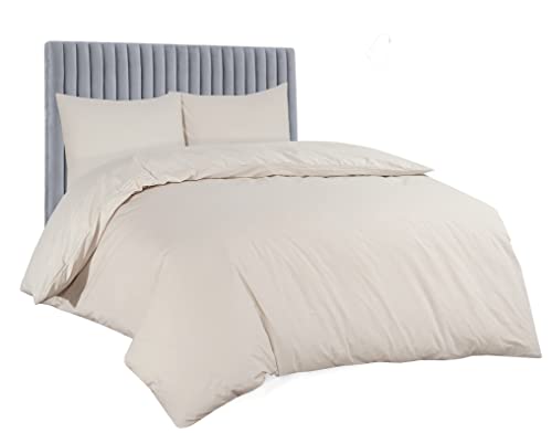 AATH COLLECTION Duvet Cover Bedding Set, Single, Double, King, Super King Size Egyptian Cotton Duvet Set with Pillow Cases. 100% Long Staple Soft Cotton Duvet Set with Easy Closure (Double, Mocha)