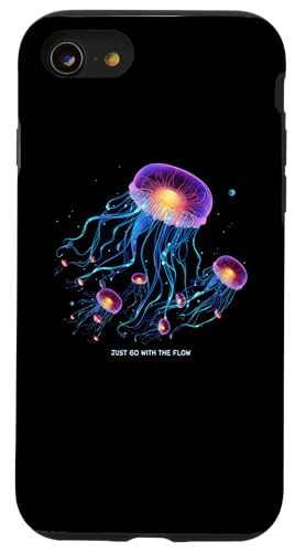 Awesome Cute UnderWater Fish Sea Just Go With Flow JellyFish �X�}�z�P�[�X iPhone SE (2020) / 7 / 8 �p