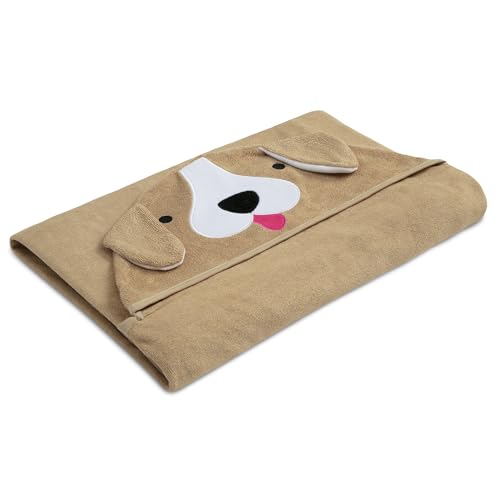 Image of Delta Children Kids Hooded Bath Towel with Pockets - Super Soft and Absorbent- Great Gift for Boys and Girls, Tan Dog