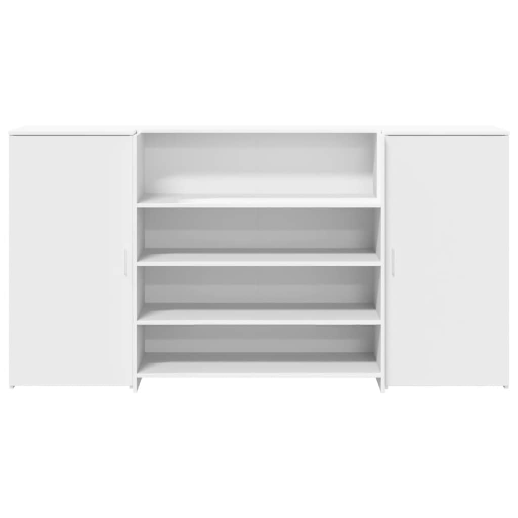 Mesa de recepción blanca de 200 x 50 x 103,5 cm, material de madera, mesa de oficina con armario y gran espacio de almacenamiento, diseño moderno para oficina, consulta, hotel, salón