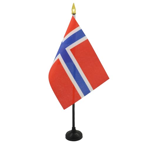 AZ FLAG - Tischflagge Norwegen - 15x10 cm Goldene Splitze - Norwegische Tischfahne 10 x 15 Cm - Flaggen