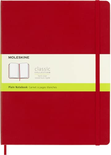 Moleskine - Cuaderno Extralarge Lisa Rojo En Oferta Moleskine - Cuaderno Clásico Con Hojas Lisas, Tapa Dura Y Cierre Elástico, Color Rojo Escarlata, Tamaño Extra Grande 19 X 25 Cm, 192 Hojas