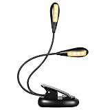 Leselampe Buch Klemme, TOPELEK Buchlampe mit 8 LEDs, 5-Stufe Helligkeit, LED Klemmleuchte, USB Wiederaufladbar, 360° Flexibel Schwanenhals, USB-Kabel für Nacht Lesen, Notenständer