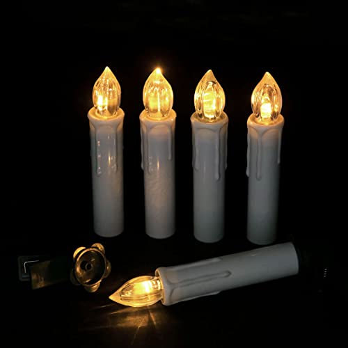 Image of 10 Pcs Window Candles with Remotes and Timer, Flickering LED Candles for Christmas Tree, Chandeliers, Party, Easter Decor, Warm White