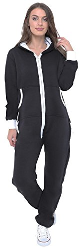 Juicy Trendz Un Zip Onesie à  Capuche Salopette Salopette Survêtement Femmes de Dames, Noir, XL Cover
