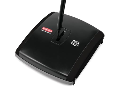 Image of Rubbermaid Commercial Products Executive Series 7.5 inch Dual-Action Bristle Mechanical Sweeper, Cordless, Black, Collects Dust, Dirt, and Debris from Hard Floors and Carpet