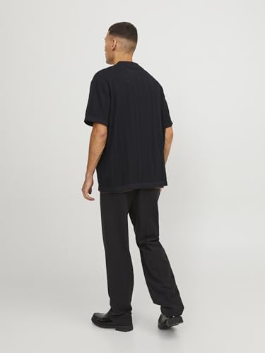 JACK&JONES Herren JORVALENCIA Structure Knit SS Polo SN Poloshirt, Black, S – Ansicht 3