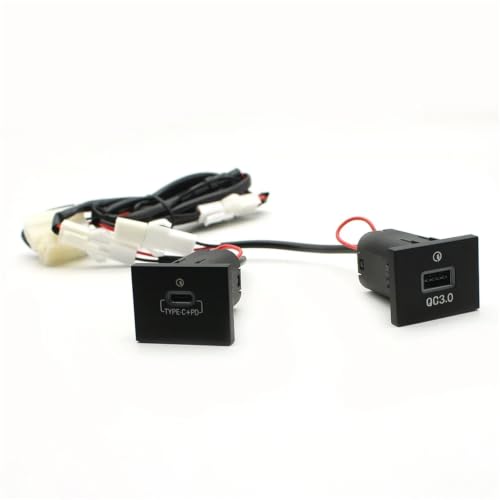Cargador rápido QC3.0 de coche con puerto PD doble y botón adaptador para Ford Focus MK2