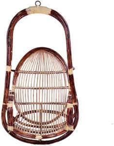 Zion INTERIORCane Hanging Swing Chair with Chain for Adults | Handmade Natural Rattan Bamboo Jhula for Home Indoor Balcony Living Room | Eco-Friendly Handcrafted Ceiling Swing, Bamboo Chair-image-18
