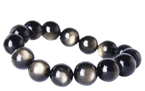 Bracelet obsidienne noire perles de qualité supérieure pour hommes
