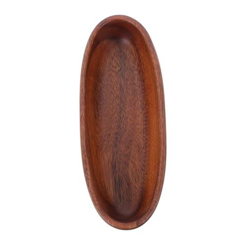 FUNOMOCYA Boat Shaped Walnut Wood Snack Bowl Creative Oval Serving Tray for Fruits Salads and Desserts Kitchen Counter Display Bowl Rustic Design for Home Use