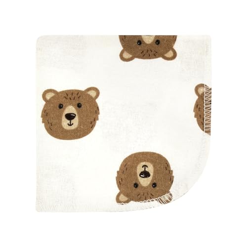 Image of Hudson Baby Unisex Baby Flannel Cotton Poly Washcloths, Brown Bear 10 Pack, One Size