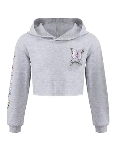 Alvivi Mädchen Sweatshirt Schmetterling Langarmshirt Crop Tops...