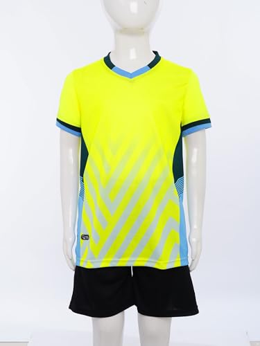 Football Uniform for Boys Sports Sets Short-Sleeve V-Neck T-Shirt and Elastic Shorts Soccer Basketball Training3