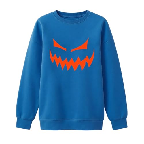 Halloween Pumpkin Face Sweatshirt for Girls Long Sleeve Crewneck Pullover Cute Fall Top Casual Holiday Shirt2