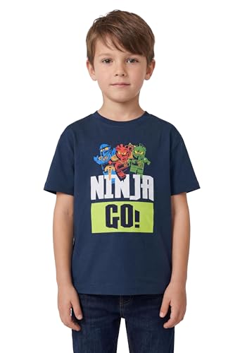 Kabooki LEGO NINJAGO Kinder T-Shirt für Jungen und Mädchen | Weicher Single Jersey Stoff | Kurzarm Alltagsshirt mit LEGO NINJAGO Frontprint