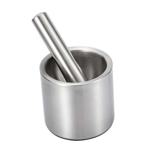 Mikikit Mortero de Acero Inoxidable con Mano Ergonómica Antideslizante Triturador Manual para y Especias Resistente y Fácil de Usar Cocina