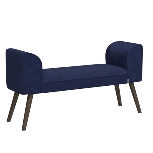 Banco de terciopelo azul PLAYBOY 737201BL con patas de madera resistente 6