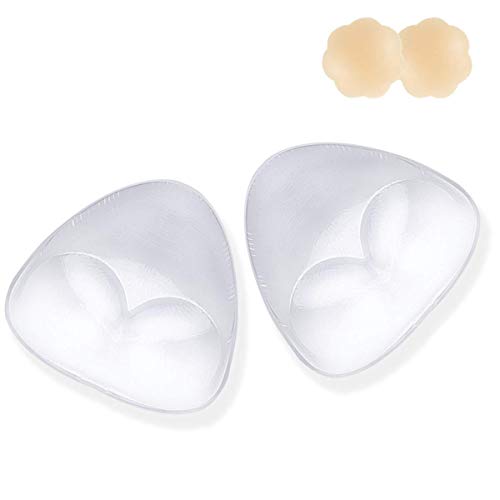 Niidor Silicone Bra Inserts, Clear V-Shaped Breast Enhancers Waterproof Bra Push Up Pads for Bikini Swimsuit-（HSD Large）