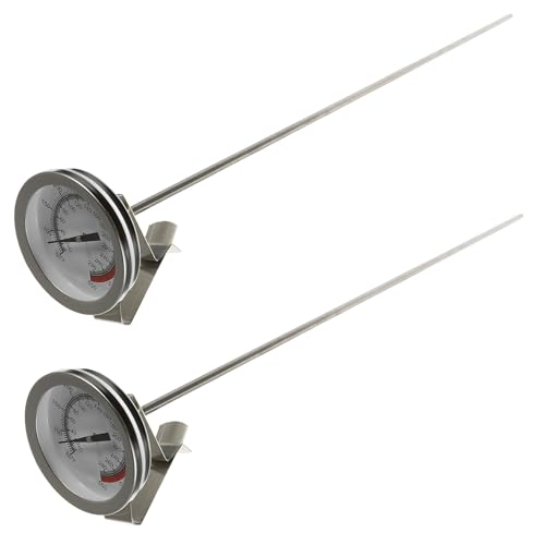 BAZEITFLOW 2個 油温計 大型ダイヤル付きステンレス製キッチンアクセサリー 揚げ物や肉料理に 温管理用耐久型調理用温計