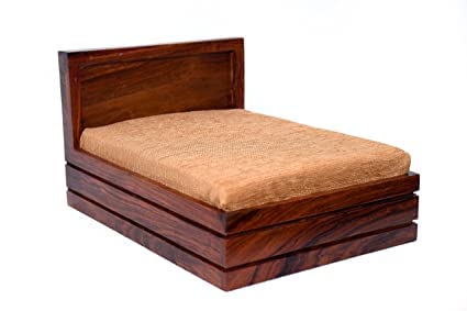 Image of CRAFT D ARTS Ladu Gopal Storage Bed, Smallsingle, Rosewood, Polished wood, Brown