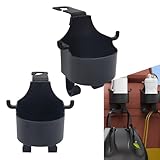 cerfioo 2 Pack 3 in 1 Car Seat Headrest Hook for Handbag Umbrella Key, Multifunctional Waterproof Durable Vehicle Cup Holder, Universal Automotive Storage Organizer for Truck SUV Car (Black)