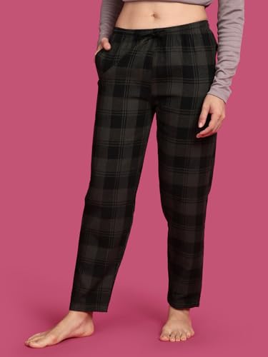 Image of KRYPTIC Women's 100% Pure Cotton Woven Pyjama | Mid Rise Relaxed Fit Full Length Nightwear Pant with Elasticated Drawstring Waistband & Side Pocket | Comfortable Lounge, Sleepwear & Casual Bottom Wear