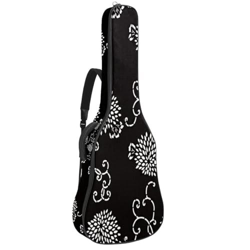 Sac de transport pour guitare acoustique à motif noir et blanc avec organiseur de rangement