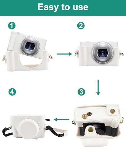 Funda para cámara Sony ZV-1F PULUZ de cuero blanco miniatura 5