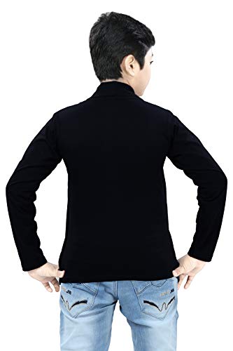 Image of Boy's Cotton White Printed T-Shirt with Blue Jacket Shrug